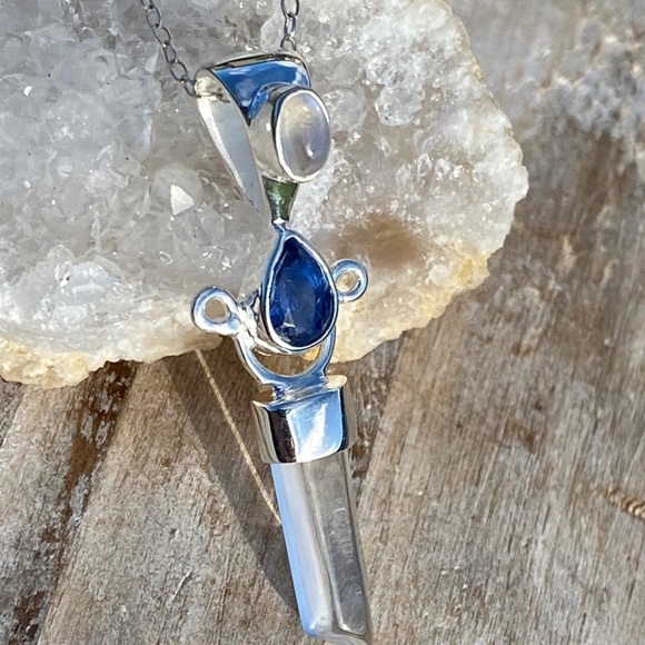 Kyanite & Crystal Quartz Necklace - Picture 6 of 15